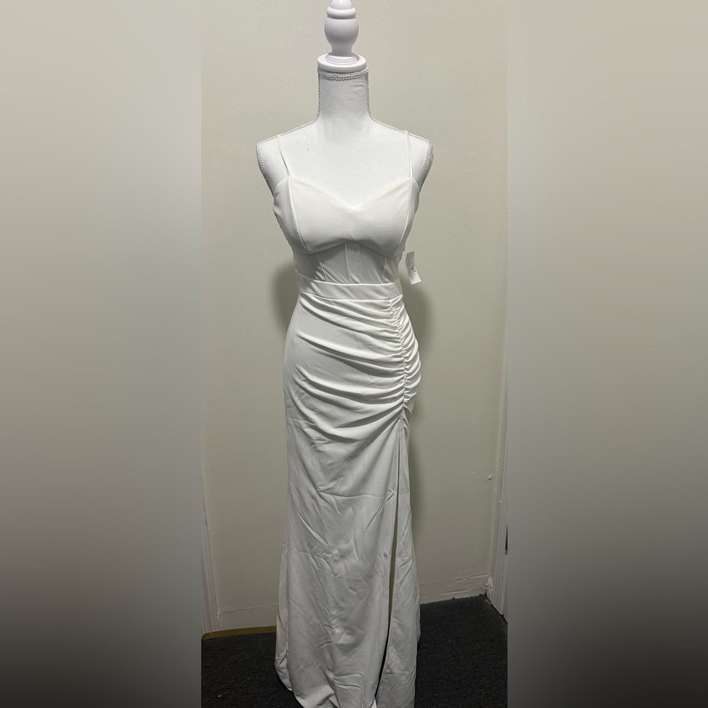 Windsor Elegant White Ruched Dress